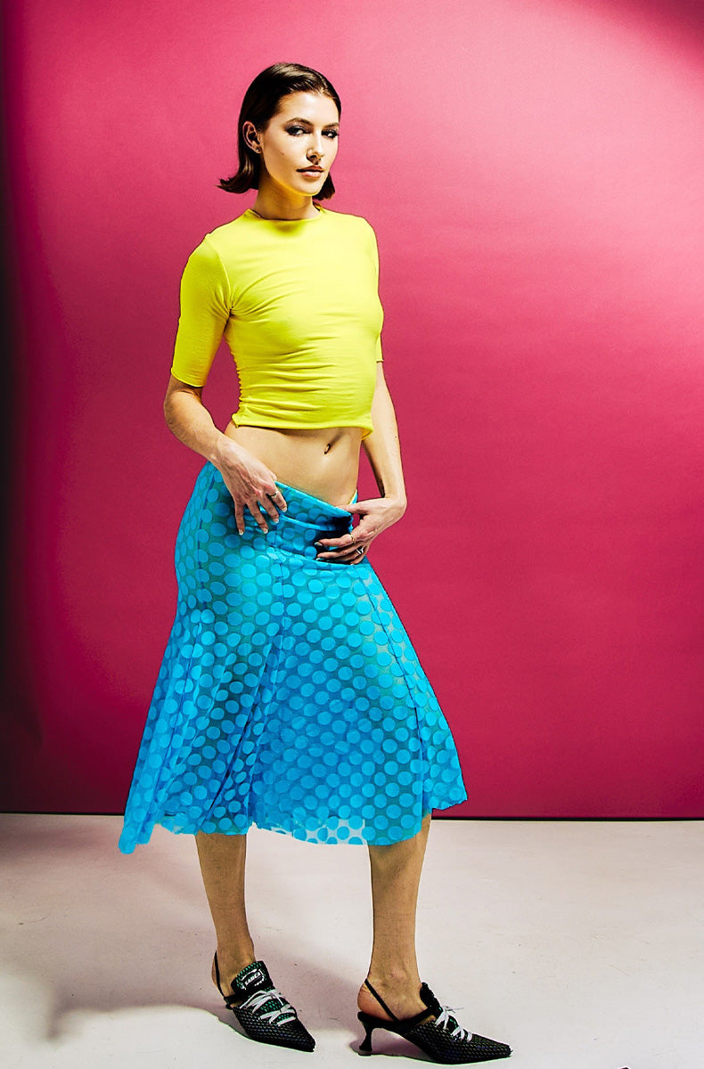 Berry Polka Mesh Trumpet Skirt