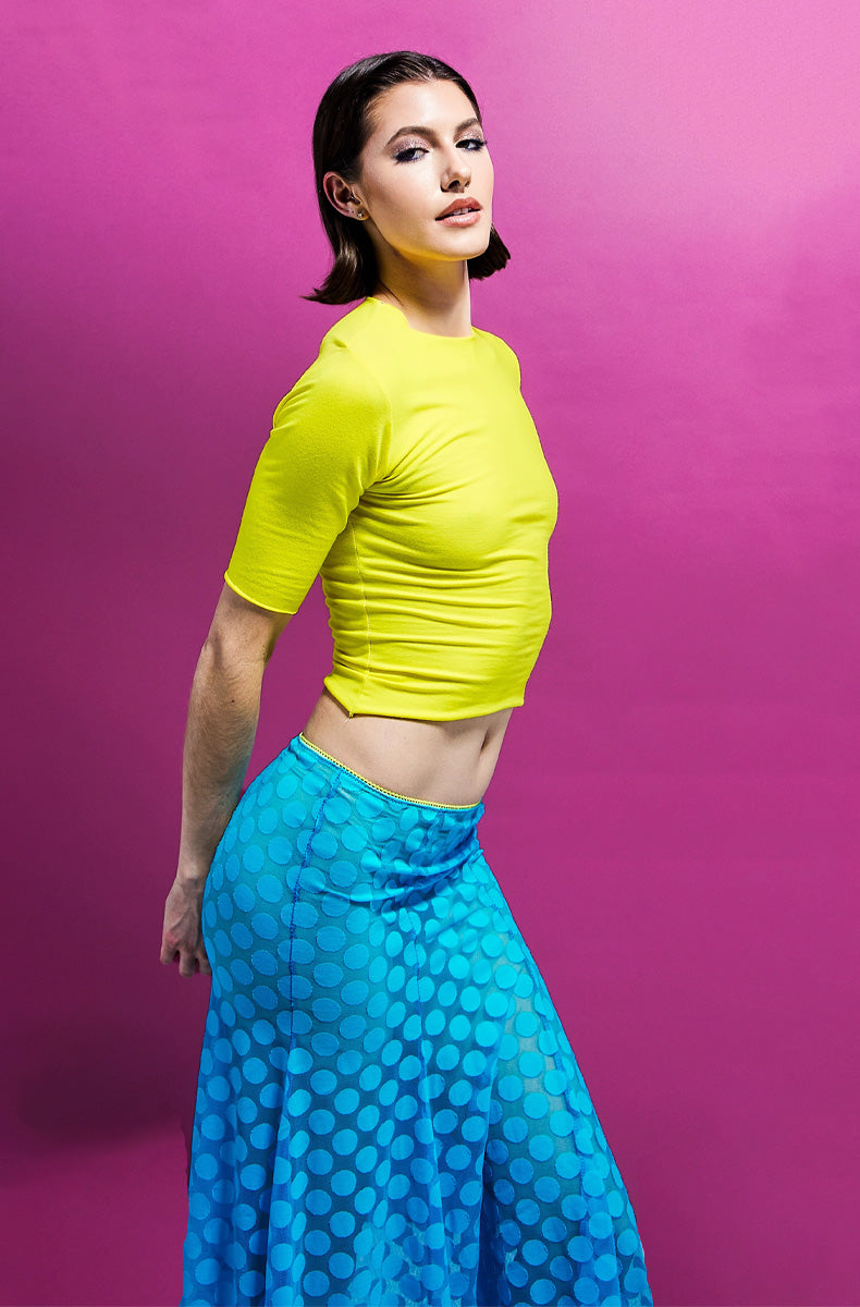 Berry Polka Mesh Trumpet Skirt